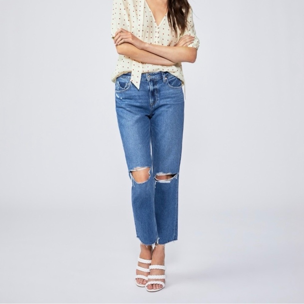 ✨ PAIGE ✨ Noella Mid Rise Straight Leg Sledge Destructed Jeans Size 29
